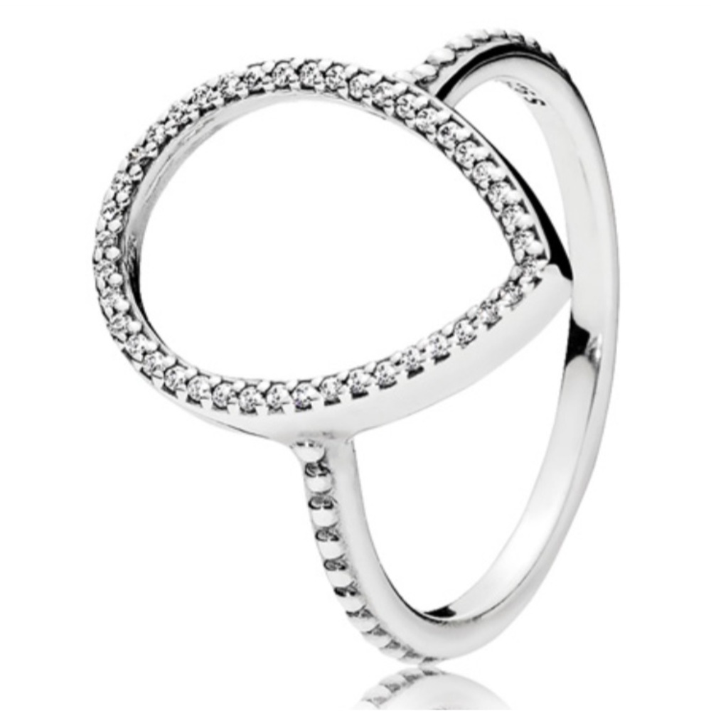 Pandora Silver Open Tear Drop Ring
